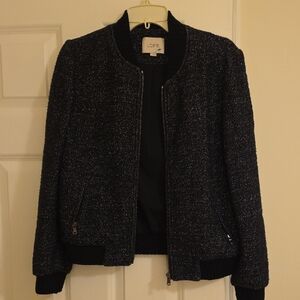 LOFT Women's Textured Black Bomber Jacket